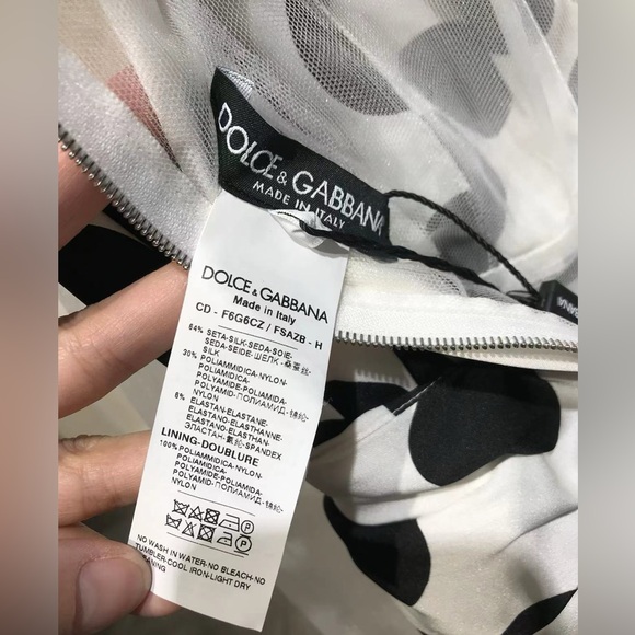 US 2 DOLCE & GABBANA RUCHED POLKA DOT CHIFFON SLEEVE MIDI DRESS NWT - Picture 14 of 14